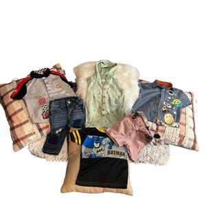 Disney T-shirts Short Sleeve,short,jeans Of Different Brands, Lot Of 6 SZ 12M 2T